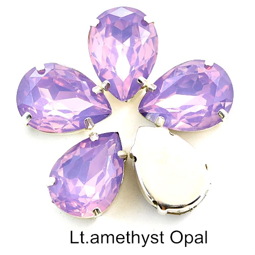 lt amethyst Opal 20 шт. полимерные опаловые цветные пришивные стразы с серебряными кристаллами для рукоделия, аксессуары для одежды, платья K3021 - Цвет: lt amethyst Opal