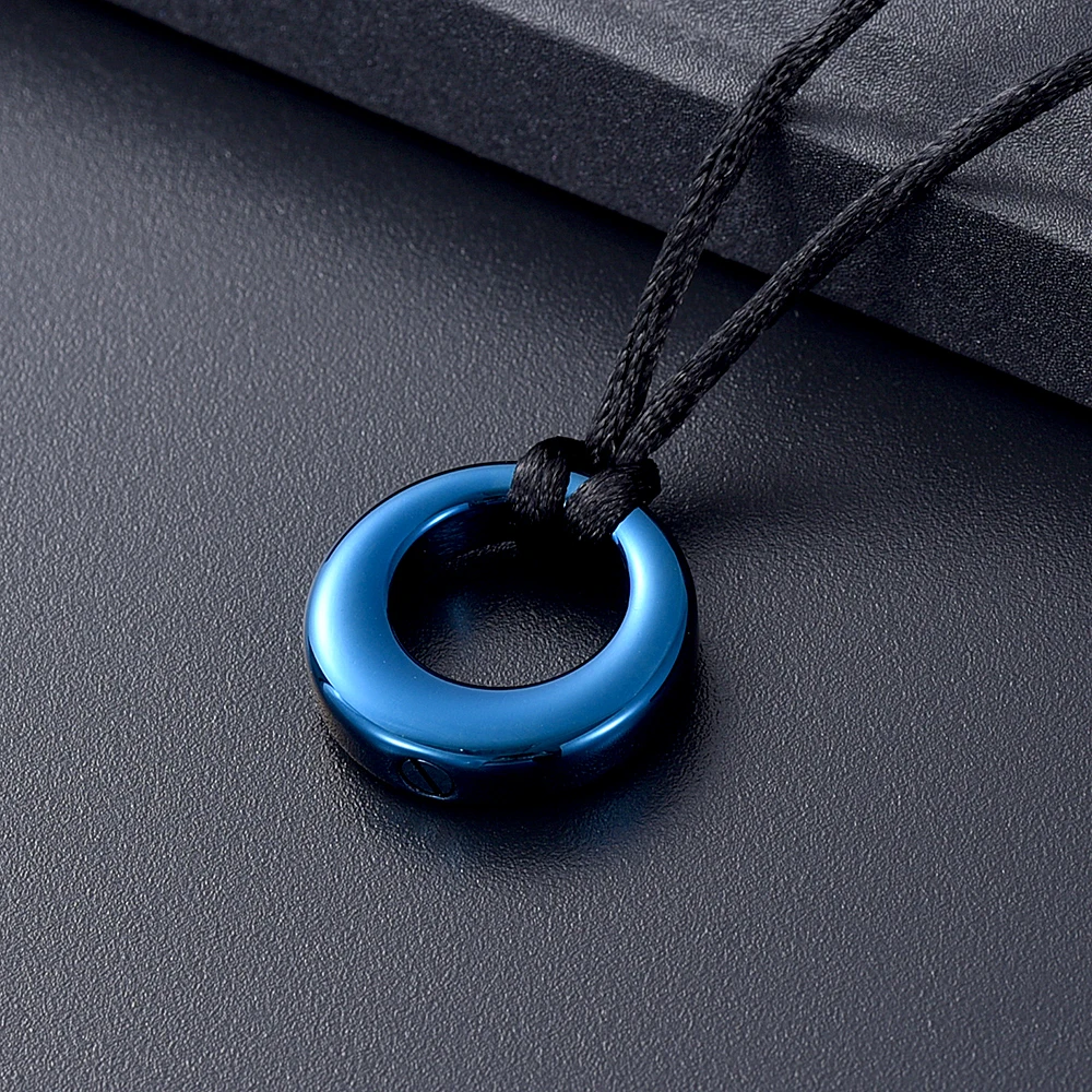 Фото IJD8390 ожерелье из нержавеющей стали синего цвета для кремации кольцо жизни женское/мужское №3