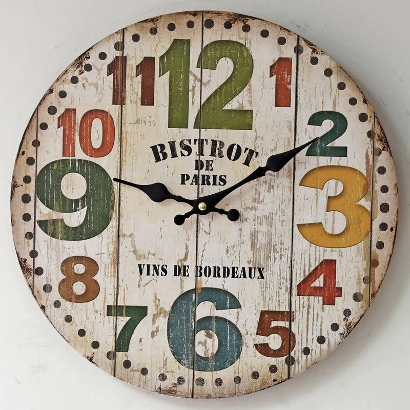 2018 Nieuwe Amerikaanse Vintage Klokken Creatieve Grote Digitale Ronde Houten Wandklok 35 cm Klokken Keuken Klokken Home Decoraties|clock decoration|clock kitchenwall clock kitchen -