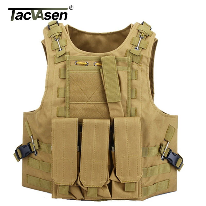 

TACVASEN Men's Camouflage Military Tactical Vest Wargame Molle Armor Vest Paintball Equipment Men Army Green Vest TD-SZLM-015