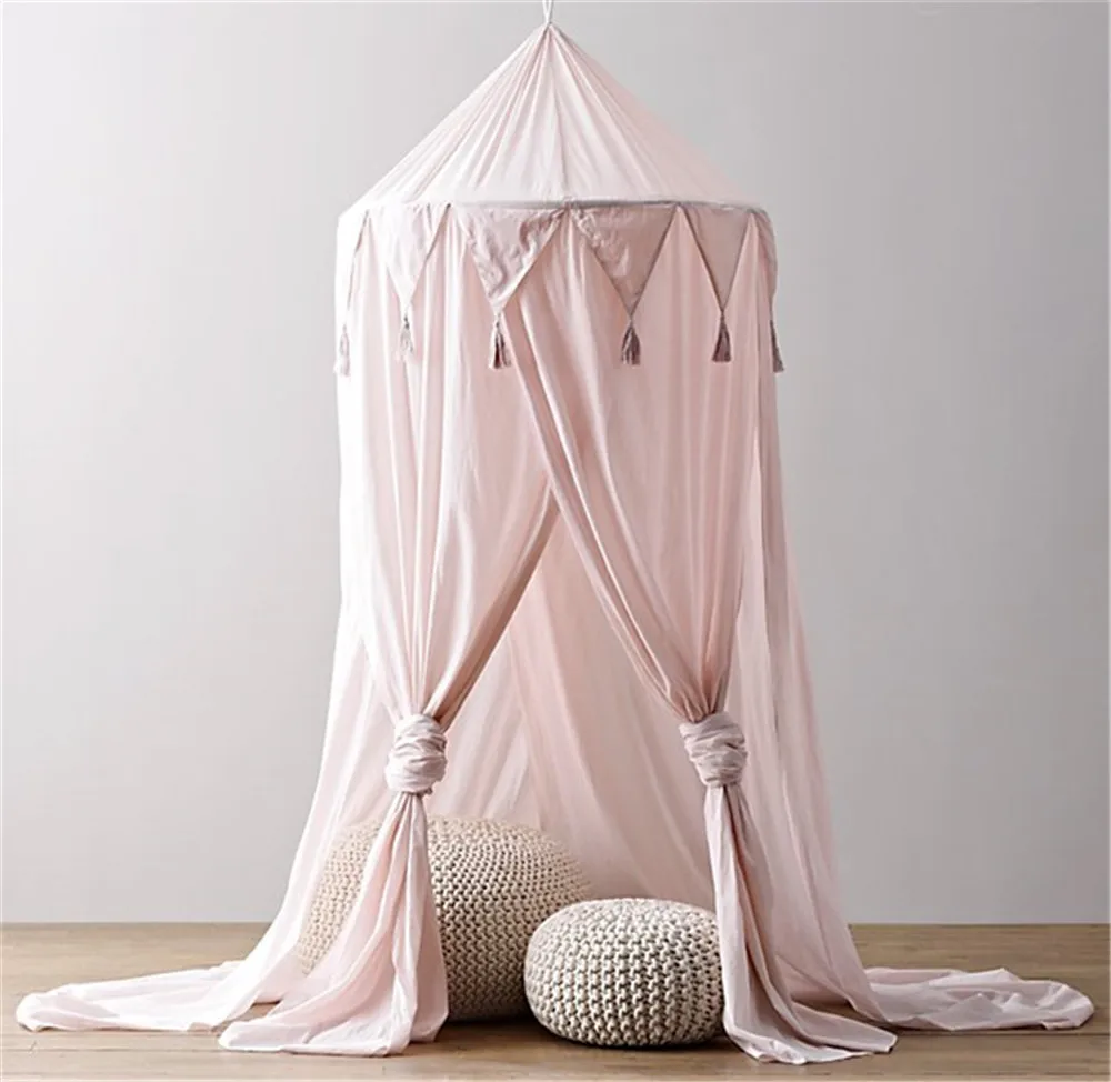 

Enipate Cotton Linen Kids Canopy Bedcover Dome Baby Bed Canopy Princess Baby Crib Netting Mosquito Net Curtain Bedding