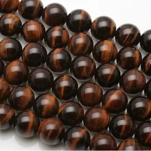 

Baihande Natural Tiger Eye Bead 6 8 10 12 16mm AAA Grade 15 Inch Red Round Loose Bead Geunine Stone DIY Bracelet Necklace