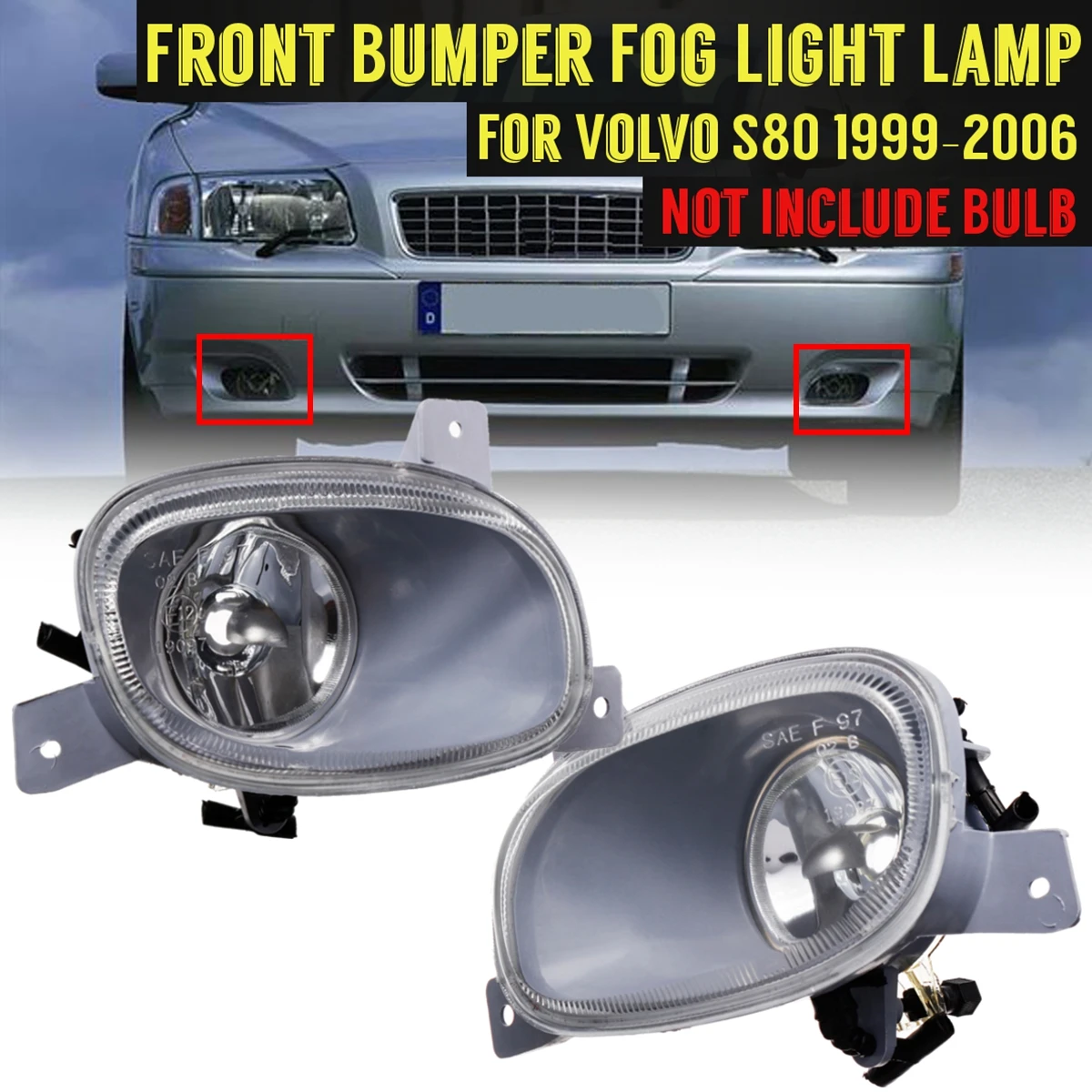 For Volvo S80 1999 2000 2001 2002 2003 2004 2005 2006 8620224 8620225 1 Pair Front Bumper Fog Light With no Bulb Lamp For Volvo S80 1999 2000 2001 2002 2003 2004 2005 2006 8620224 8620225 1 Pair Front Bumper Fog Light With no Bulb Lamp