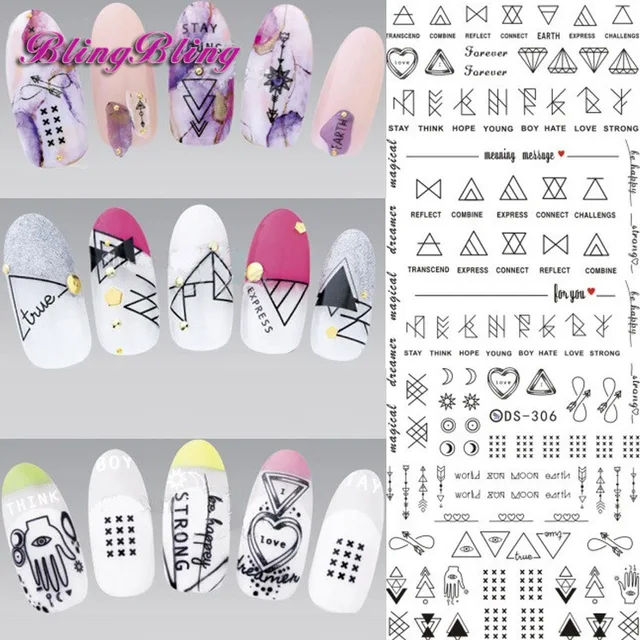 2 Sheet Nail Art Designs Water Transfer Nails Sticker Dream Triangle 2 Sheet Nail Art Designs Water Transfer Nails Sticker Dream Triangle Geometrical Figure Wraps Manicure
