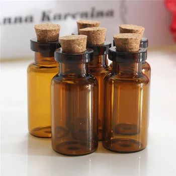 

5pcs/lot 2ml Small Brown Empty Wishing Glass bottle Drifting Bottle Message Vial With Cork Stopper Vials Jars Containers