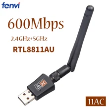 600 Мбит/с 2,4 г/5 ГГц USB беспроводной Wifi адаптер двухдиапазонный 802.11ac RTL8811AU Wi-Fi приемник антенна для рабочего стола/ноутбука/ПК