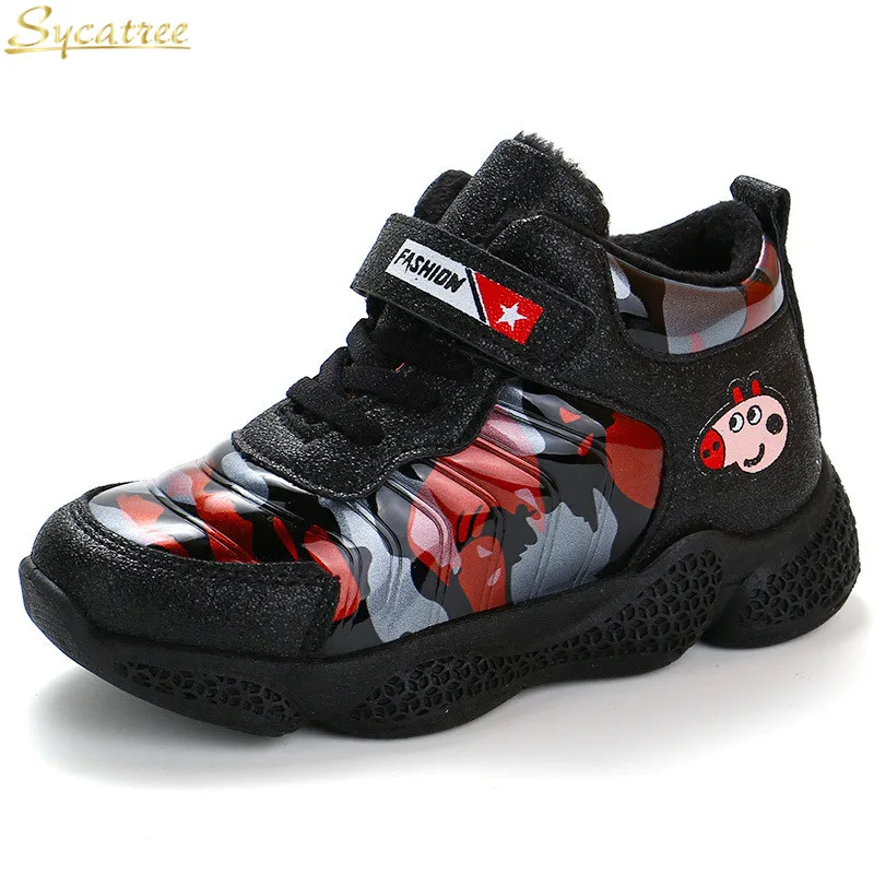 Sycatree/камуфляжная детская зимняя обувь для бега для мальчиков и девочек, спортивные кроссовки, детская зимняя обувь, теплые хлопковые