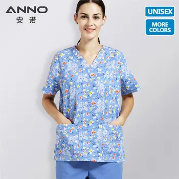

ANNO Cartoon Hospital Scrub Set Cotton Nursing Scrubs for Women Men Medical Clothing Cheap Beauty Salon SPA Tops Bottoms