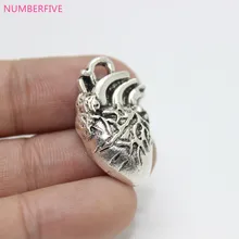 20шт- шарм сердца 22*15 мм Античные Серебряные анатомические подвески-шармы в форме сердца для изготовления ювелирных изделий