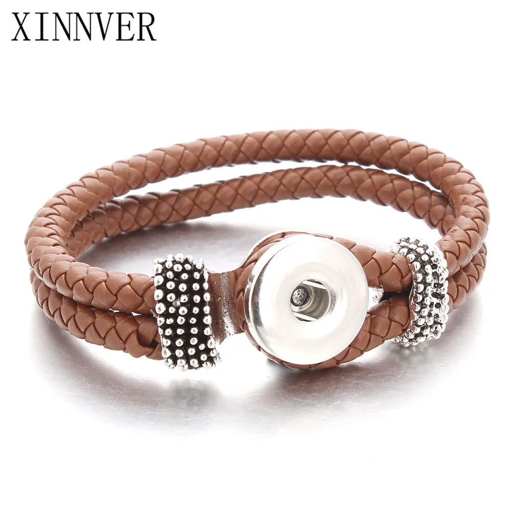 8 Colors Hot Sale Snap Leather Bracelet Retro Handmade Braided Leather