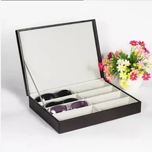 8-слот Кожа солнцезащитные очки коробка для хранения унисекс Топ-класс мода случае солнцезащитных очков держатель Человек Женщины подарок YJH004