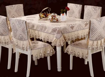 

New design European Luxury Beige tablecloths Lace flower table cloth high-quality Home Decor seat back cushion cover B36