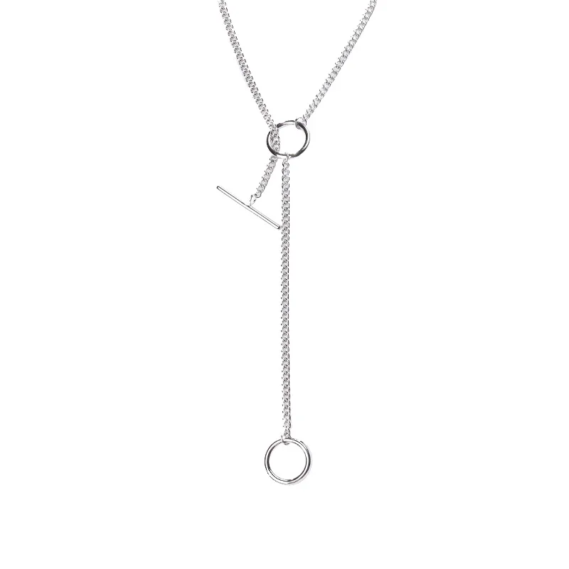 

Geometry Circle Ring Dangling 925 Sterling Silver Necklace