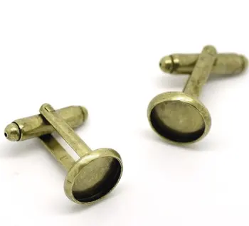 

Free hipping!!!Bronze Tone Cabochon Setting Cuff Links 26x12mm(Fit 10mm)
