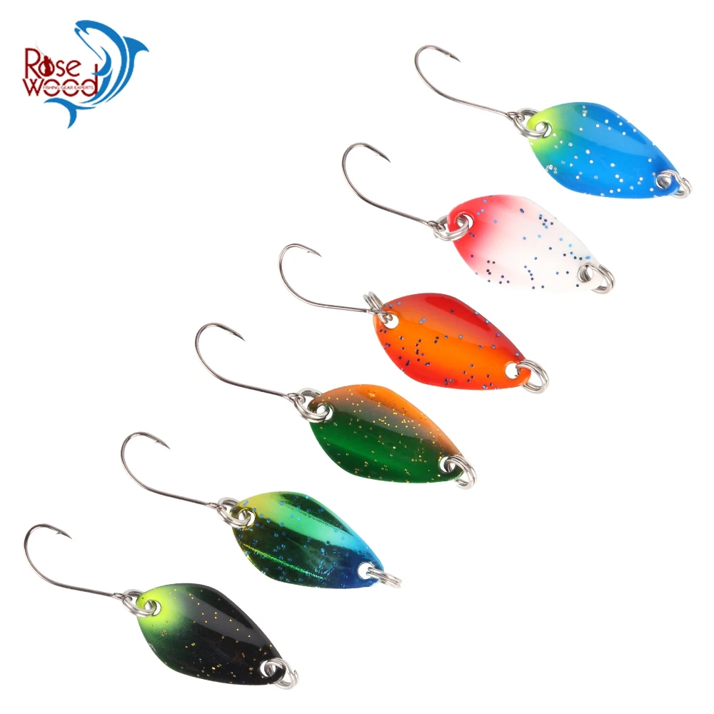 RoseWood 4pcs/Lot Pure Copper Metal Spoon Fishing Lure Bait Hook Laser