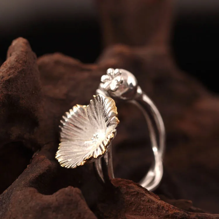 poppy ethnic Ring 100% Sterling 925 silver Jewelry Vintage Adjustable rings for women gift