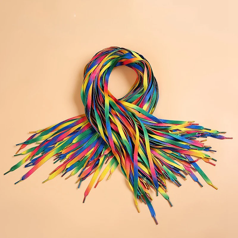 Hot Sell 1 Pair Rainbow Multi Colors shoelace Flat Sports Shoe Laces