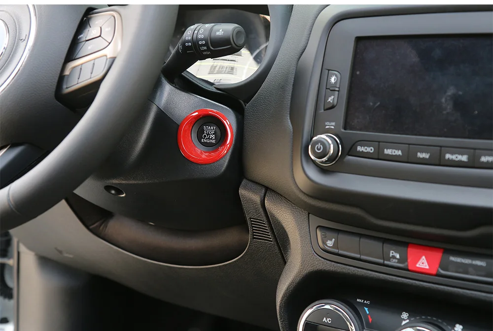 SHINEKA внутренние молдинги двигатель старт стоп кнопка кольцо для Jeep Renegade переключатель крышка Рамка для Jeep Renegade