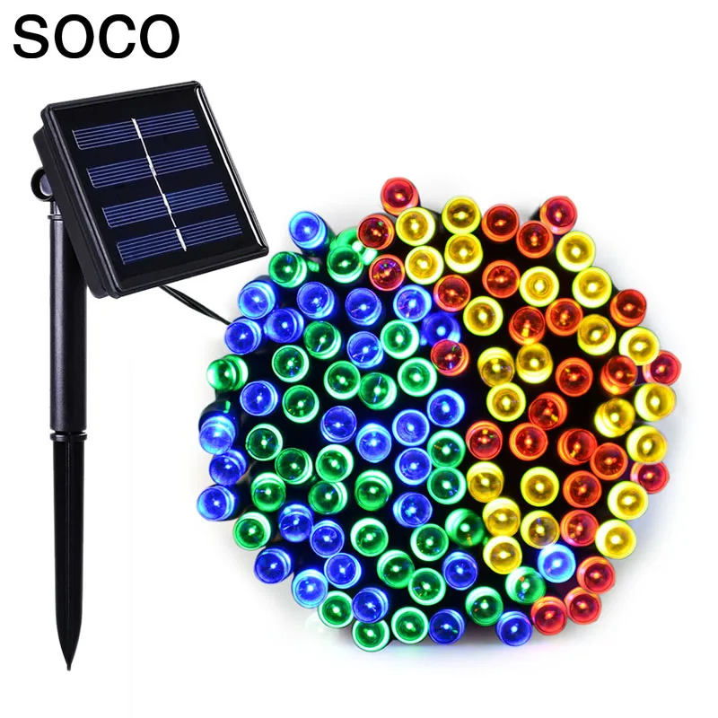 

SOCO Garland Solar String Lights 12/22M Colorful 100/200LEDs Hanging Street Fairy Garden Tree Home Decorative Bare Lamp Lighting
