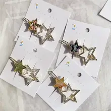 Новые модные женские заколки для волос с металлическими звездами, металлическими стразами, круглые заколки для волос, зажим для волос аксессуары