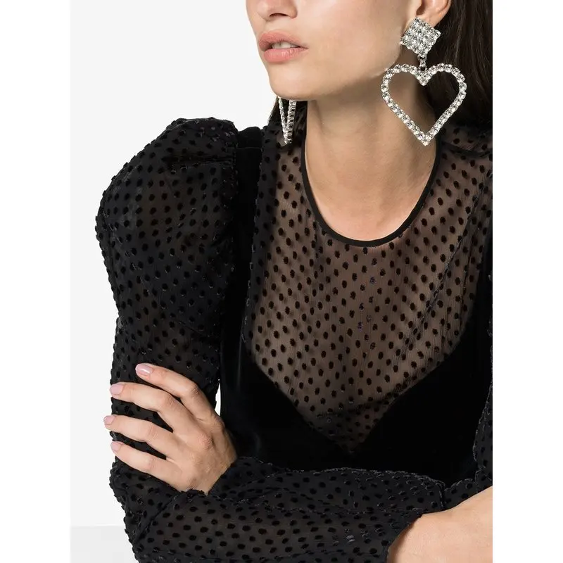 

Rongho new Hyperbole Crystal Big Heart earrings for women brincos silver earring rhinestone square earring pendant