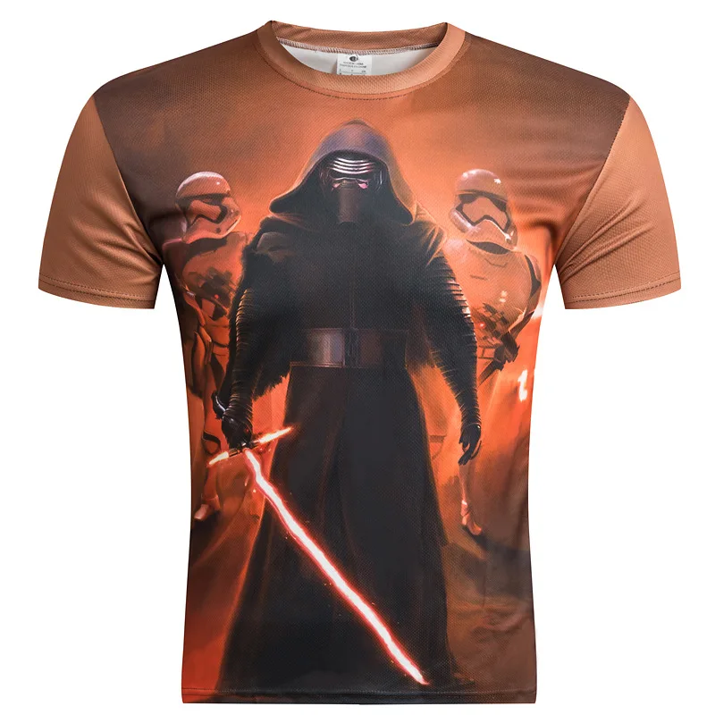 

New 3 d printing Star Wars laser sword 2018 spring and summer fashion leisure men's clothing short sleeve T-shirt loose cool air