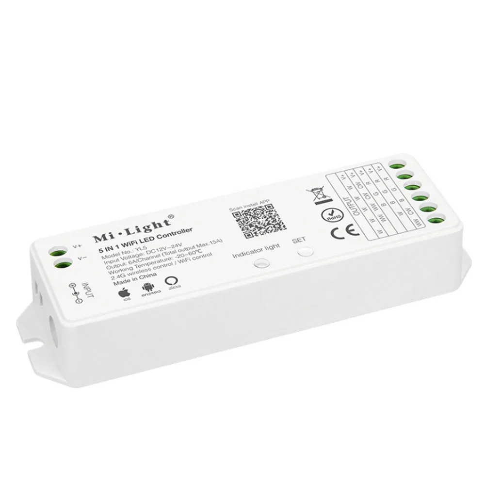Milight YL5 5 в Беспроводная Светодиодная лента контроллер 1 Wifi Led 2 4 ГГц 15 А wi fi DC12 24V 6A