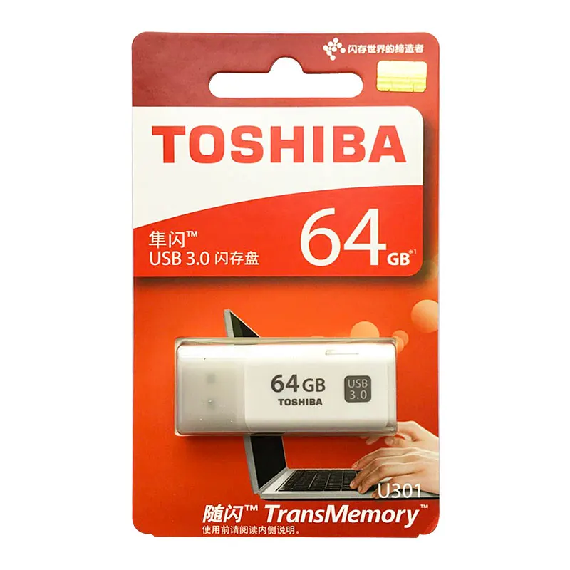  TOSHIBA U301 USB3.0 Flash Drive 128GB 64GB 32GB Pen Drive Pendrive Waterproof Plastic White U Disk 