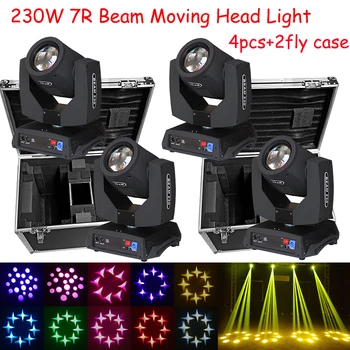 

4pcs with fly case 230W Beam 7R Moving Head Light with flight case Spot Lights DMX512 Control dj stage lighting