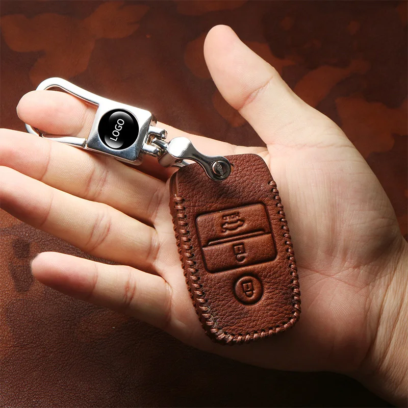 AEING Top Layer Leather Key Shell Cover Holder Key Case Chain Keyring