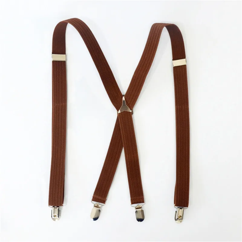 Men Coffee Striped Vintage Suspenders Men Women Retro Suspenders Clip