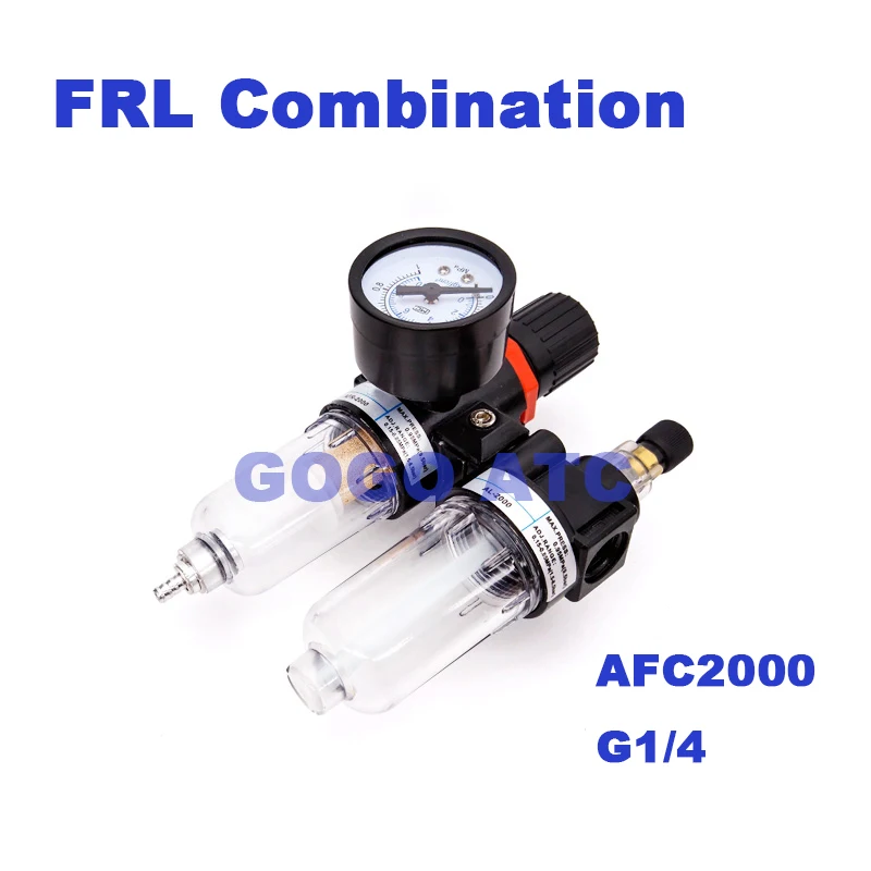 

GOGO AFC2000 Two Union Treatment oil water separation G1/4" Air Filter Regulator Lubricator FRL Combination