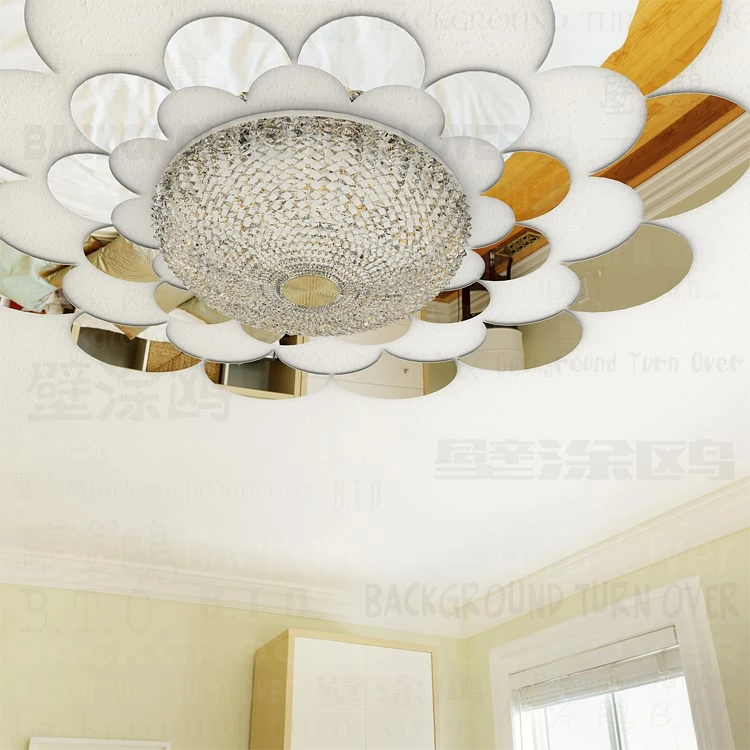 Creative DIY lace design round acrylic ceiling stickers mirror on the