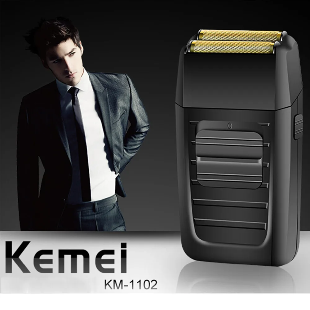 Kemei KM-1102 перезаряжаемые беспроводные бритвы для мужчин Twin Blade Поршневые Борода бритвы уход за лицом многофункц