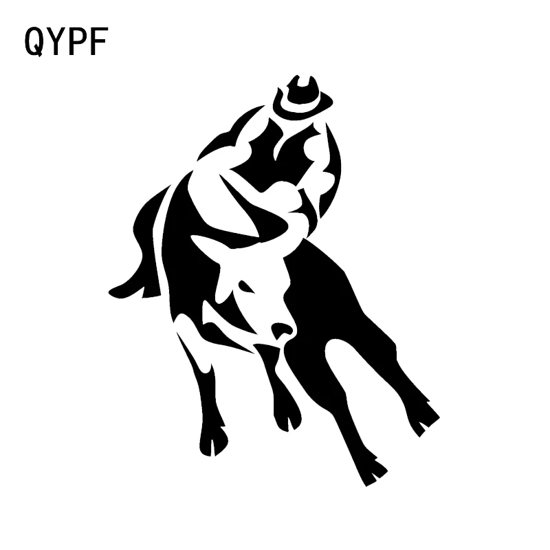 

QYPF 11*13.6CM Interesting Riding Bullfight Decor Cowboy Fitness Vinyl Car Sticker Extreme Movement Graphic C16-1842