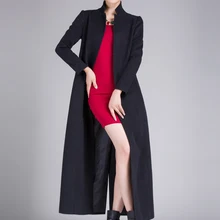 Новинка, тонкое кашемировое Женское пальто большого размера, одноцветное длинное пальто, горячие продукты