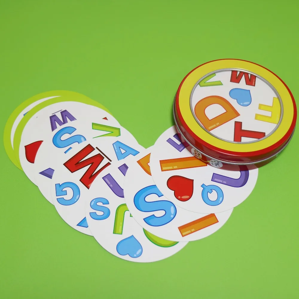 Английская версия Спот алфавит карты игра для детей, как это учат буквы с металлической коробкой 30 карт детская семейная забавная настольная игра