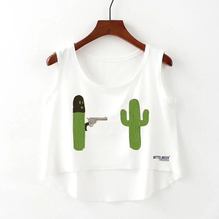 

New Summer Cactus Printed Tank Tops Womens Sleeveless Fashion Woman Tops Cat Princess Ladies 2019 Loose Tee Tank Female Femme