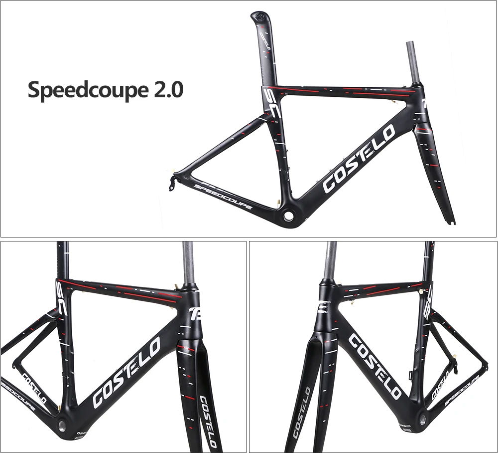Costelo Speedcoupe 2,0 Полностью углеродное волокно для шоссейного велосипеда велосипедная Рама Bicicleta дешевая велосипедная Рама 48 51 54 56