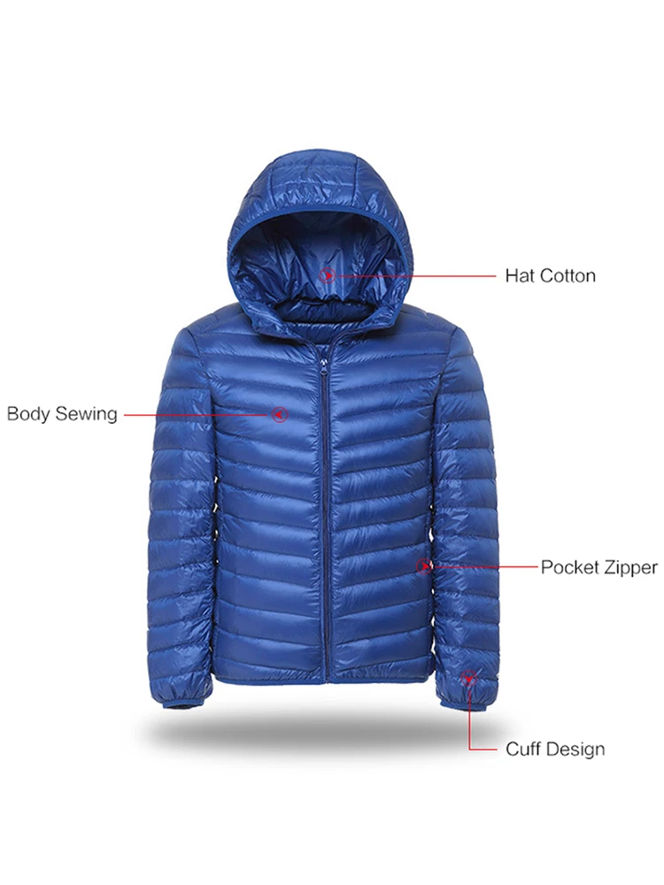 men's fashion warm Down Coat Jacket thin hooded Autumn winter jacket leisure thin feather jacket Male Coat Size: S-3XL down jacket mens jacket