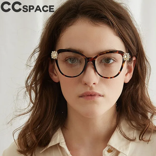 Crystal Cat Eye Glasses Frames Women Rhinestone Optical Fashion