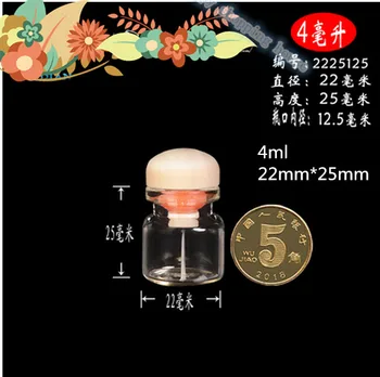 

4ML Transparent small glass bottle with corks stopper decorative Mini Wising bottle For pendants &home storage bottle AAA08