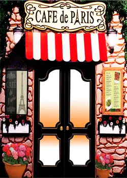 

party photo backdrop High quality Computer print Cafe De Paris Eiffel Tower Street Stone Coffee Shop Door Flower background