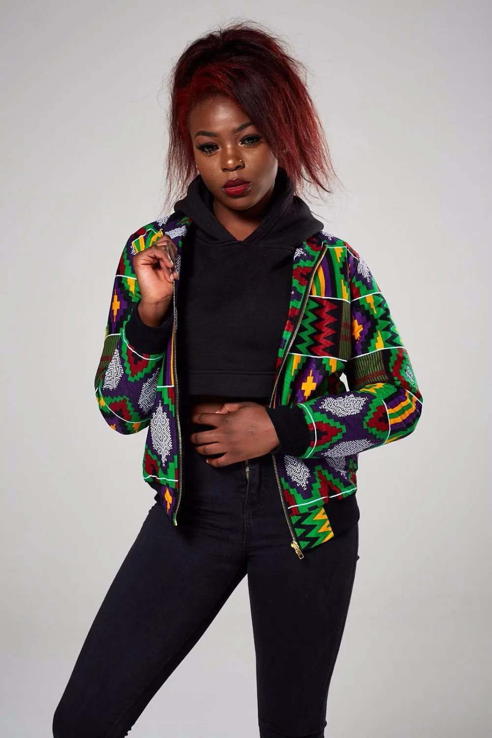 جديد 2018 مثير إيندي الشعبية إمرأة دثار معطف dashiki الأفريقية المطبوعة سليم سحاب منفذها سترات