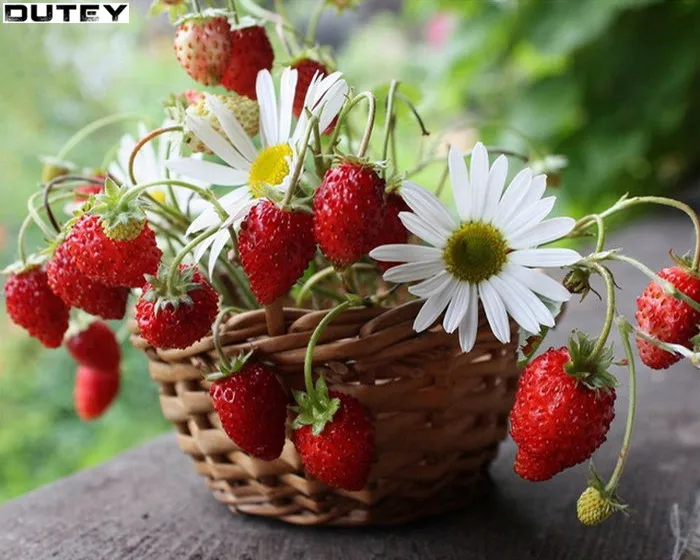 

DIY Diamond Painting Full round Mosaic Sticker Decor Painting Cross Stitch fruit 5d Diamond Embroidery Strawberry Icon WZ