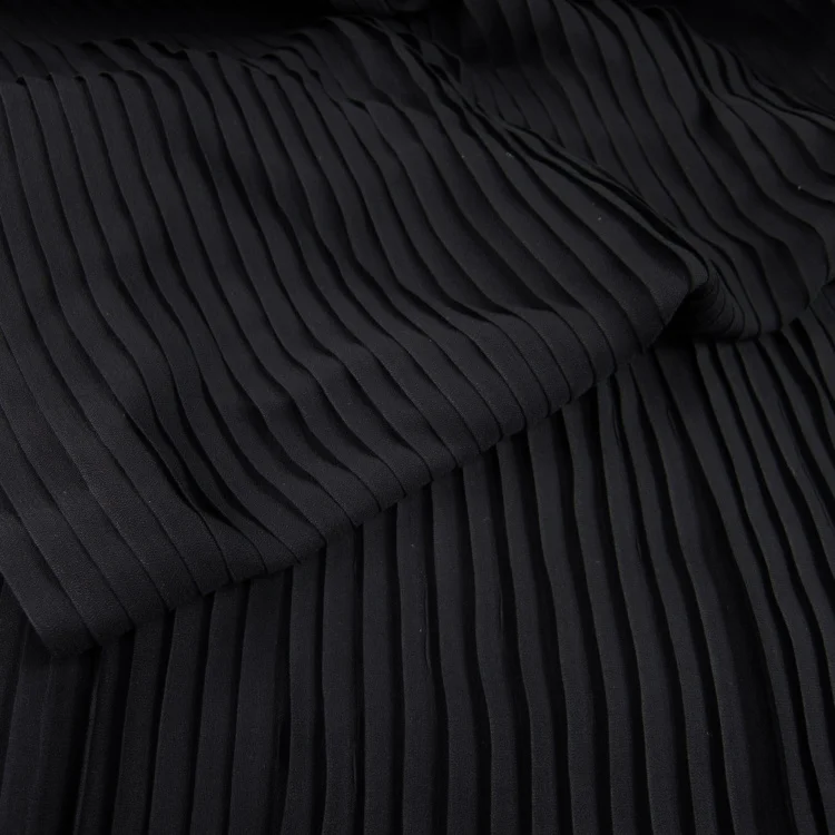 

New Clothing Fabric Black Organ Pleated Pearl Chiffon