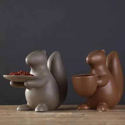 

minimalist art ceramic furnishings modern animal figurine ornaments creative crafts squirrel dried fruit plate home decoration