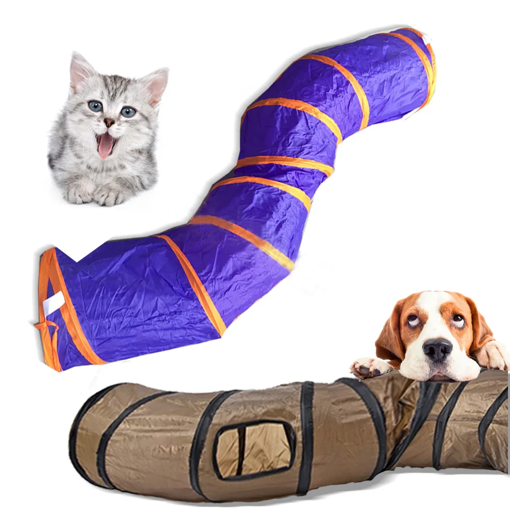 

"S"Funny Pet Tunnel Cat Play Tunnel Brown Foldable 1 Holes Cat Tunnel Kitten Cat Toy Bulk Cat Toys Rabbit Play Tunnel