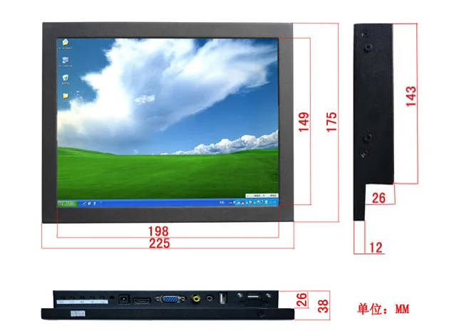 

10.4 Inch Input VGA HDMI VEDIO SKD Open Frame Metal Cover Industrial PC Monitor with Touch Screen , Car PC POS Display