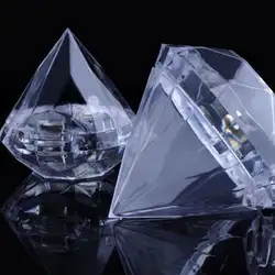 7X7 см прозрачный пластик Прекрасный алмаз форма коробки для конфет Свадебная вечеринка пользу коробка держатели конфет банкет подарок LX4453